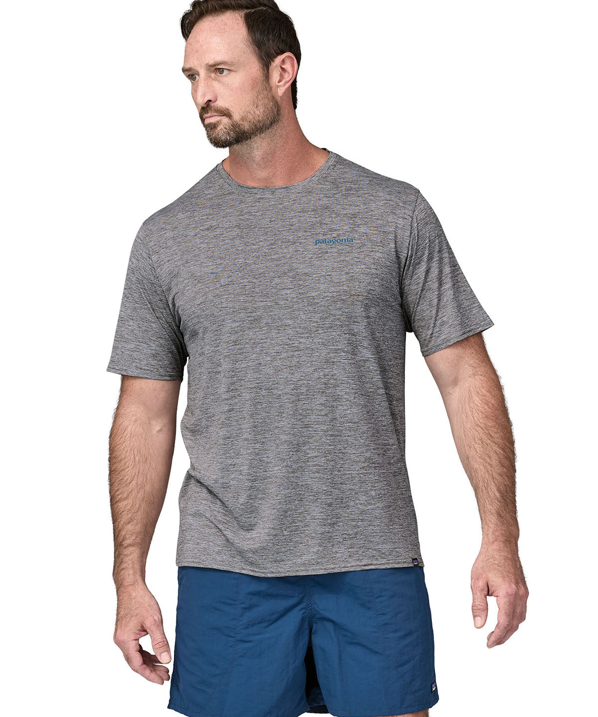 Polo Manga Corta Hombre Capilene® Cool Daily Graphic Shirt - Waters Boardshort Logo Abalone Blue: Feather Grey