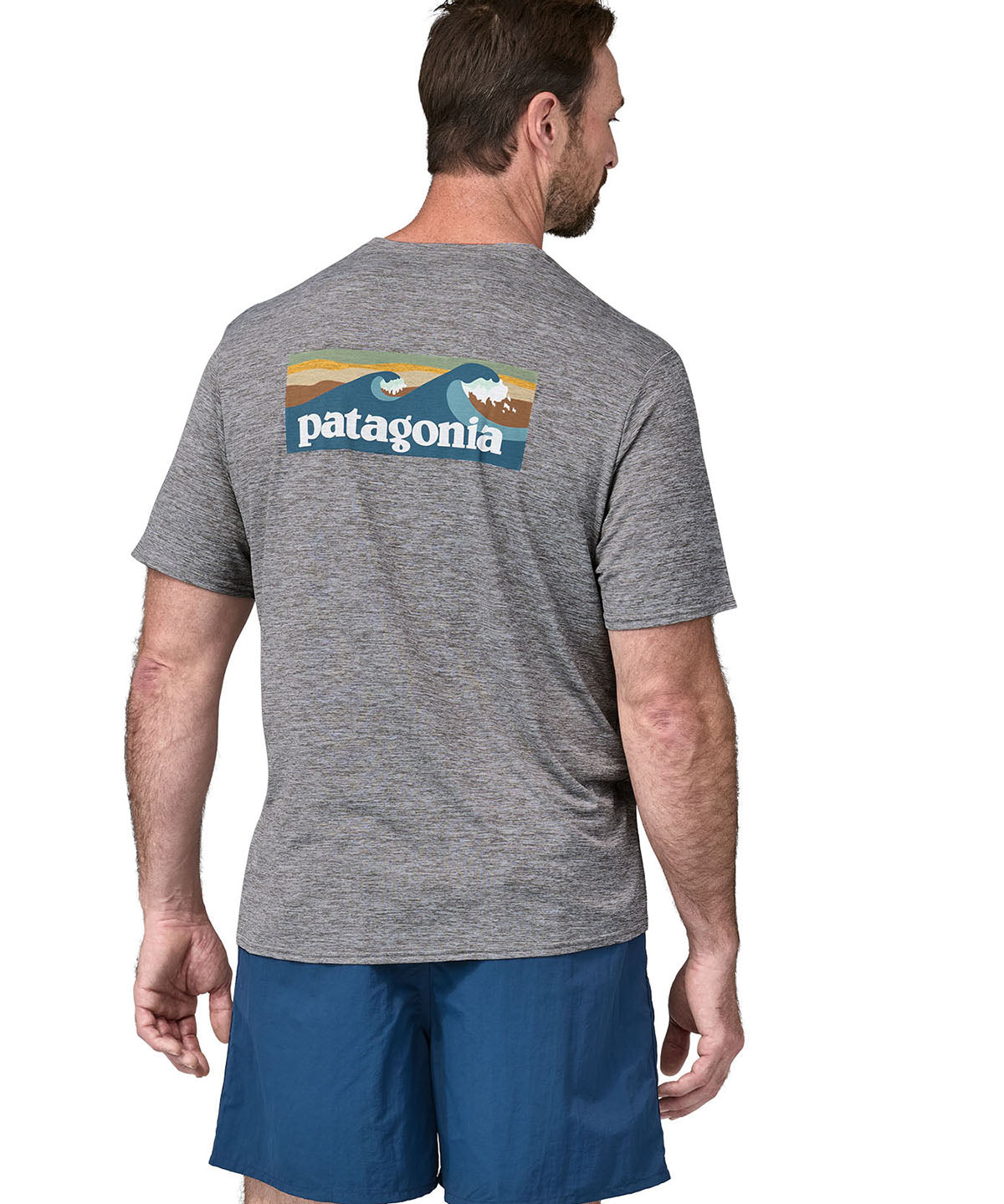 Polo Manga Corta Hombre Capilene® Cool Daily Graphic Shirt - Waters Boardshort Logo Abalone Blue: Feather Grey