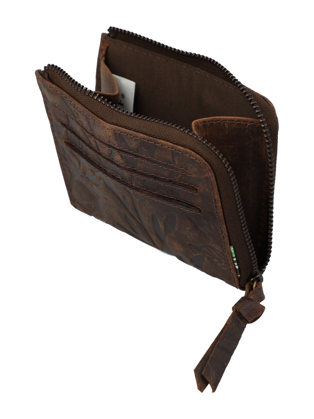 Billetera Para Mujer Cuero Hu Leaves Cardzip Marrón Rockford Marrón