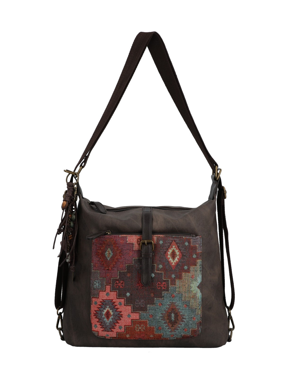 Cartera Para Mujer Textil Inti Hobo Marrón Rockford Marrón