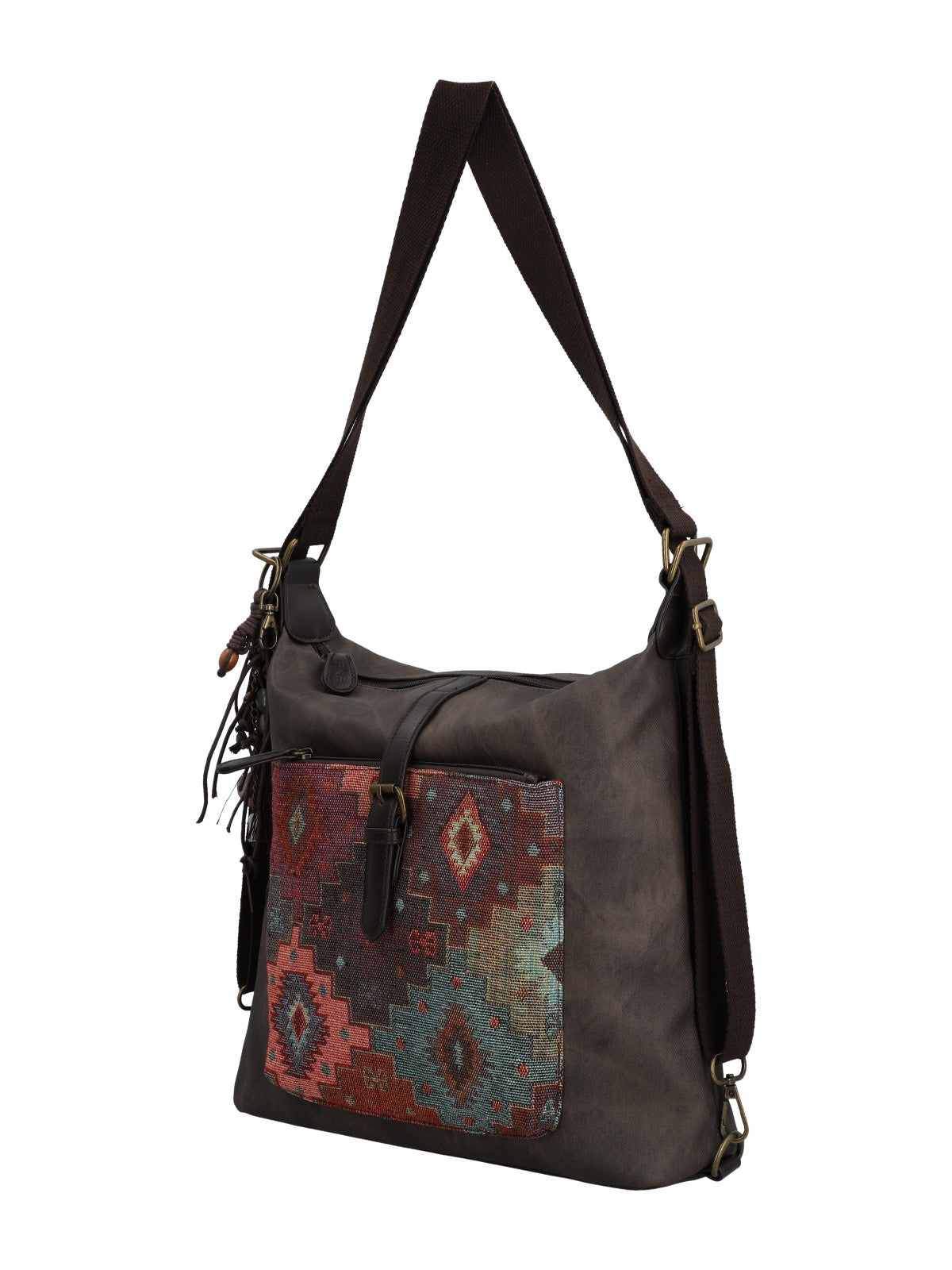 Cartera Para Mujer Textil Inti Hobo Marrón Rockford Marrón