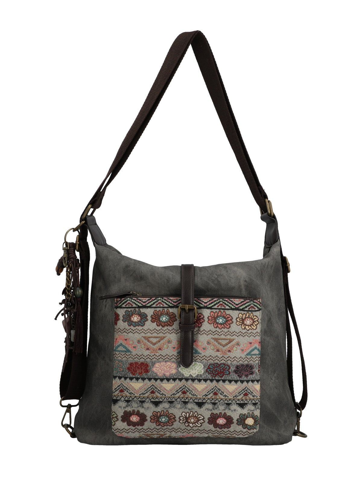Cartera Para Mujer Textil Inti Hobo Gris Rockford Gris