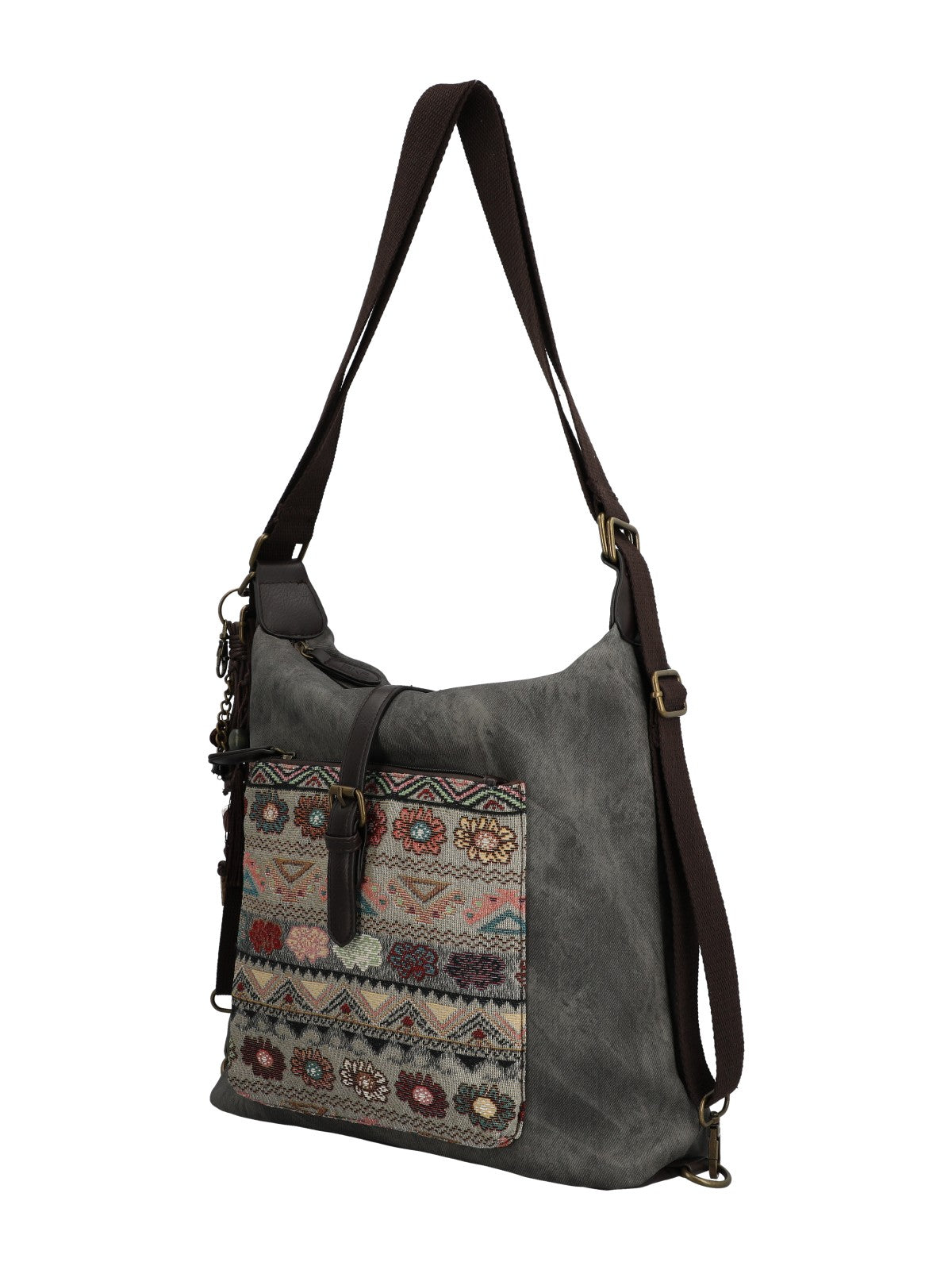 Cartera Para Mujer Textil Inti Hobo Gris Rockford Gris