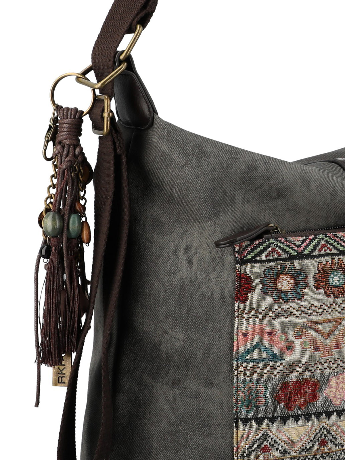 Cartera Para Mujer Textil Inti Hobo Gris Rockford Gris
