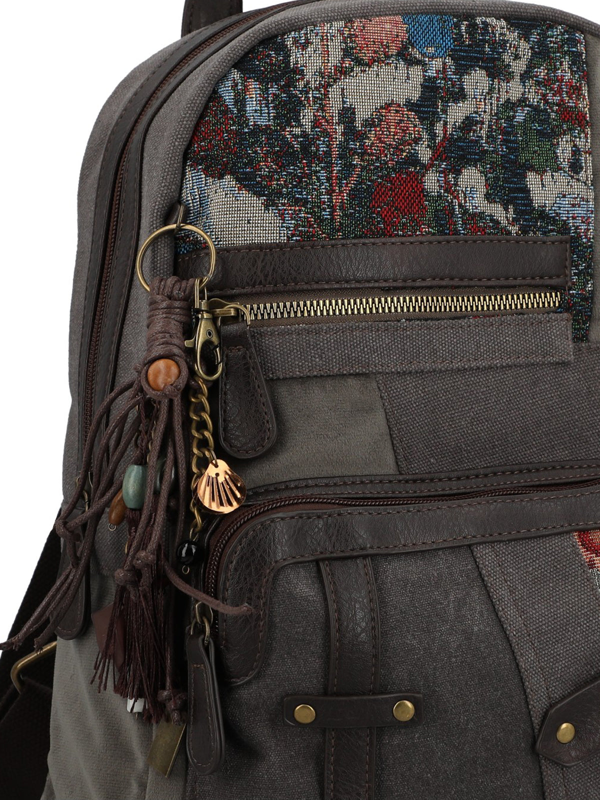 Mochila Para Mujer Textil Carmin Back Gris Rockford Gris