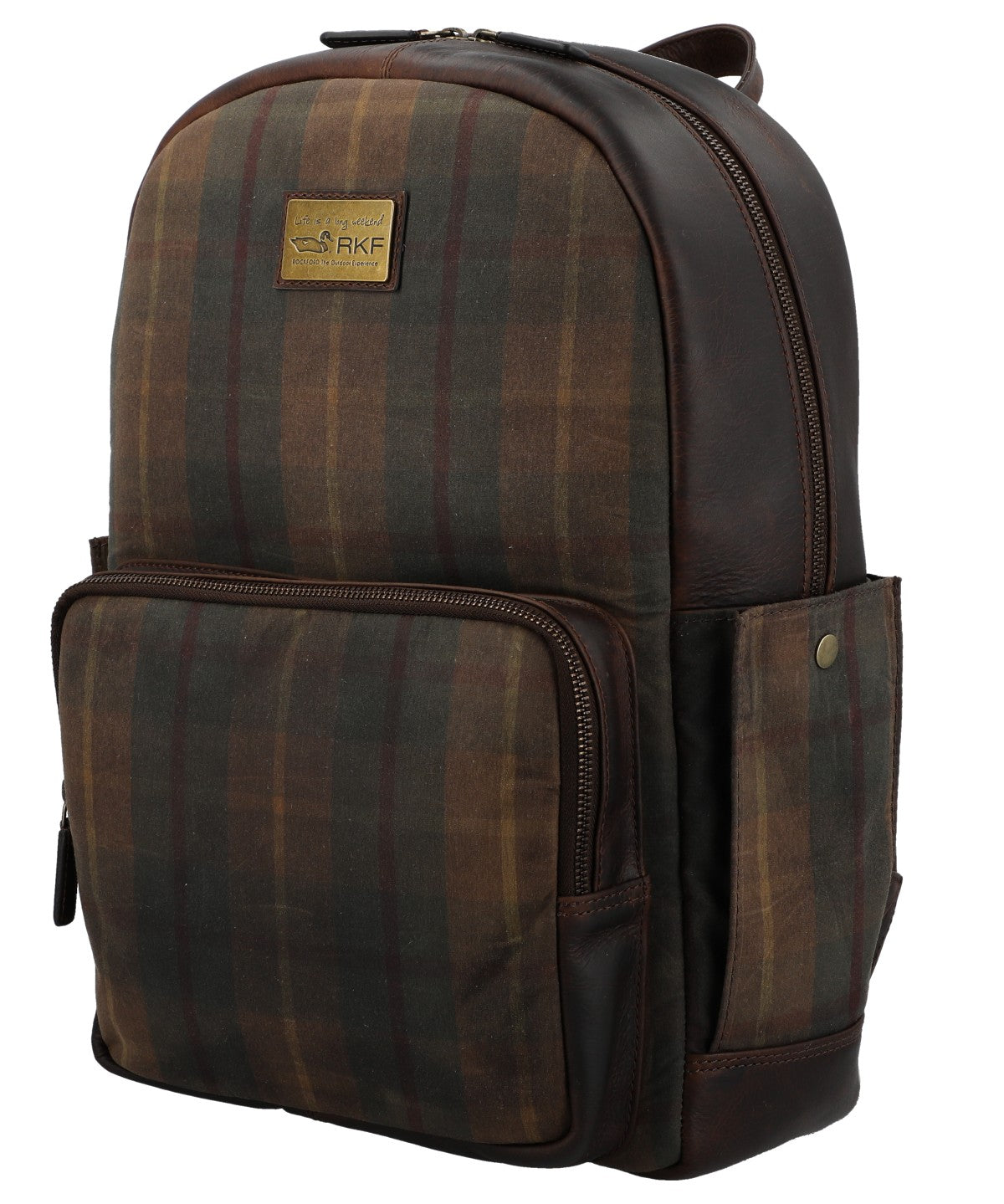 Mochila Unisex Canvas Engrasado Inglés Y Cuero Uk Cardiff Back Marrón Rockford Marrón