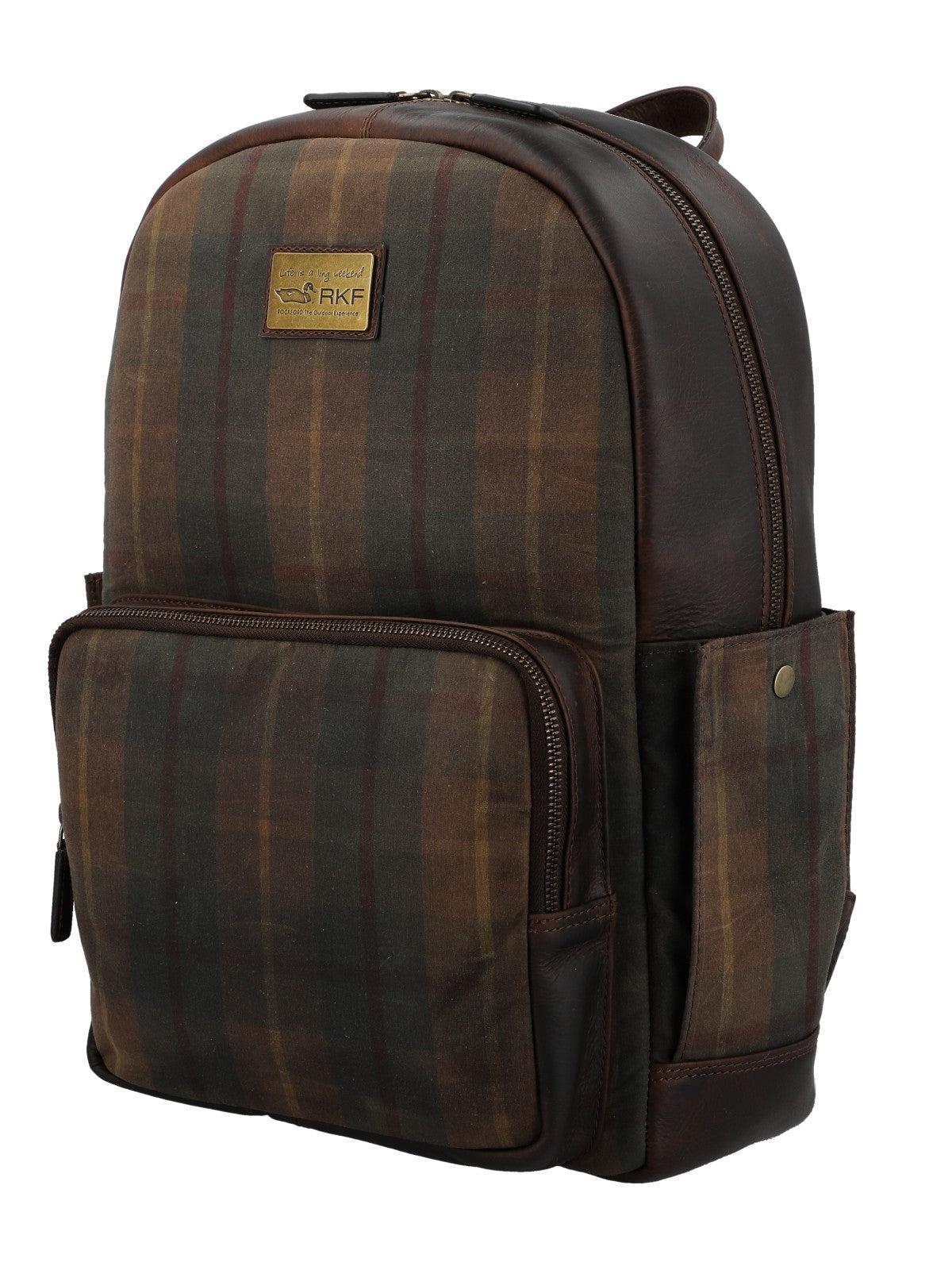 Mochila Unisex Canvas Engrasado Inglés Y Cuero Uk Cardiff Back Marrón Rockford Marrón